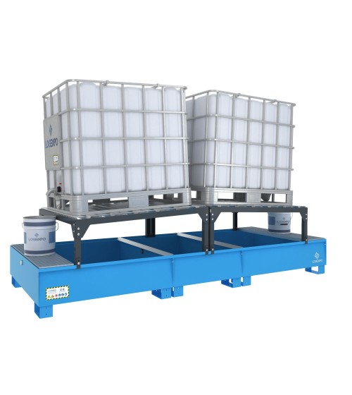 VASCA DI RACCOLTA CON SUPPORTI INCLINATI per 2 Cisternette IBC