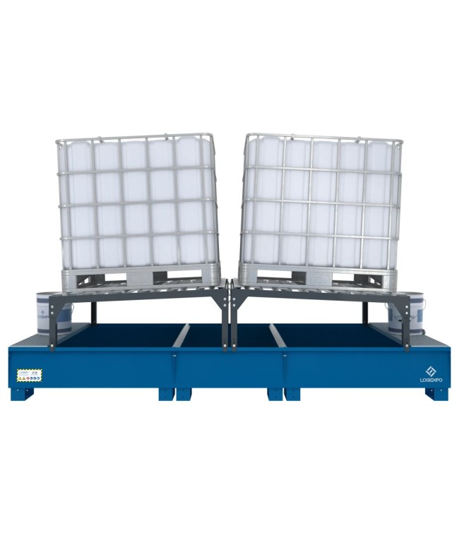 VASCA DI RACCOLTA CON SUPPORTI INCLINATI per 2 Cisternette IBC