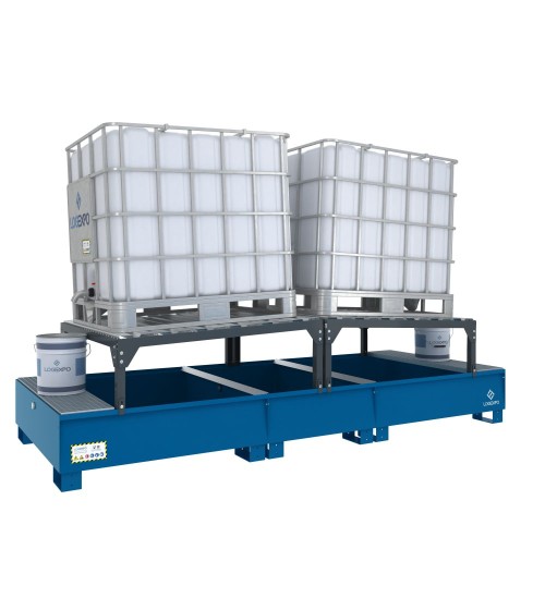 VASCA DI RACCOLTA CON SUPPORTI INCLINATI per 2 Cisternette IBC