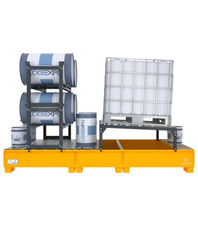 VASCA DI CONTENIMENTO per 1 Cisternetta IBC inclinata e 4 Fusti