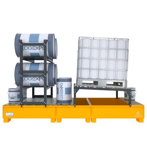 VASCA DI CONTENIMENTO per 1 Cisternetta IBC inclinata e 4 Fusti