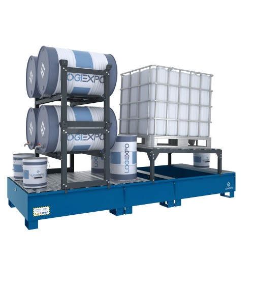 VASCA DI CONTENIMENTO per 1 Cisternetta IBC inclinata e 4 Fusti