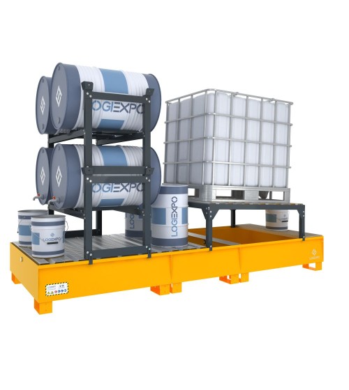 VASCA DI CONTENIMENTO per 1 Cisternetta IBC inclinata e 4 Fusti