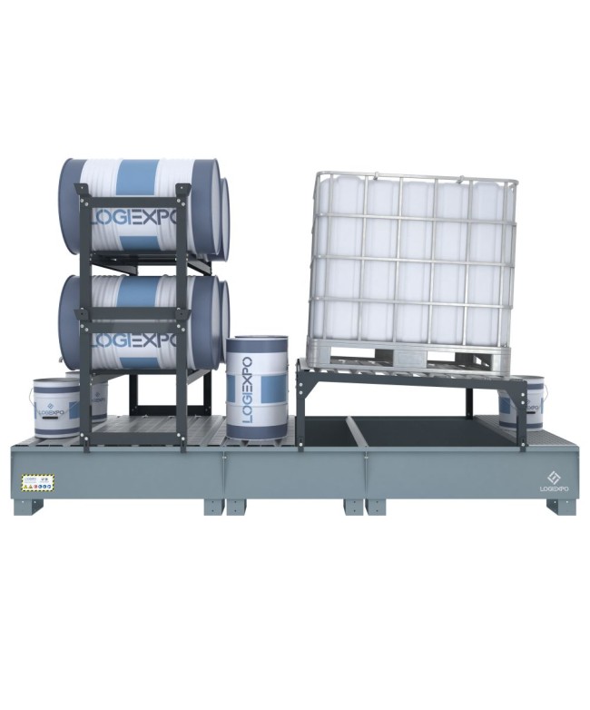 VASCA DI CONTENIMENTO per 1 Cisternetta IBC inclinata e 4 Fusti