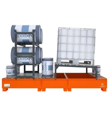 VASCA DI CONTENIMENTO per 1 Cisternetta IBC inclinata e 4 Fusti 2