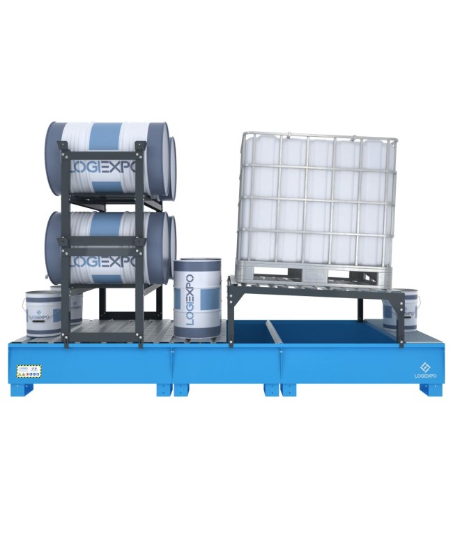 VASCA DI CONTENIMENTO per 1 Cisternetta IBC inclinata e 4 Fusti