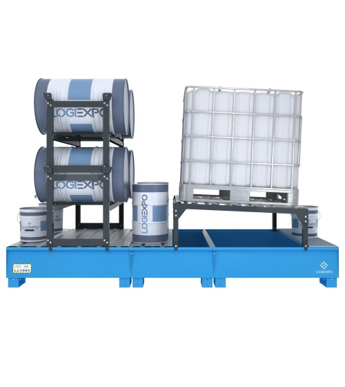 VASCA DI CONTENIMENTO per 1 Cisternetta IBC inclinata e 4 Fusti