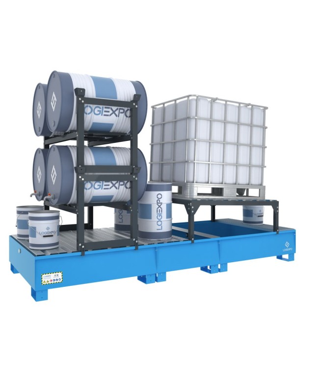 VASCA DI CONTENIMENTO per 1 Cisternetta IBC inclinata e 4 Fusti