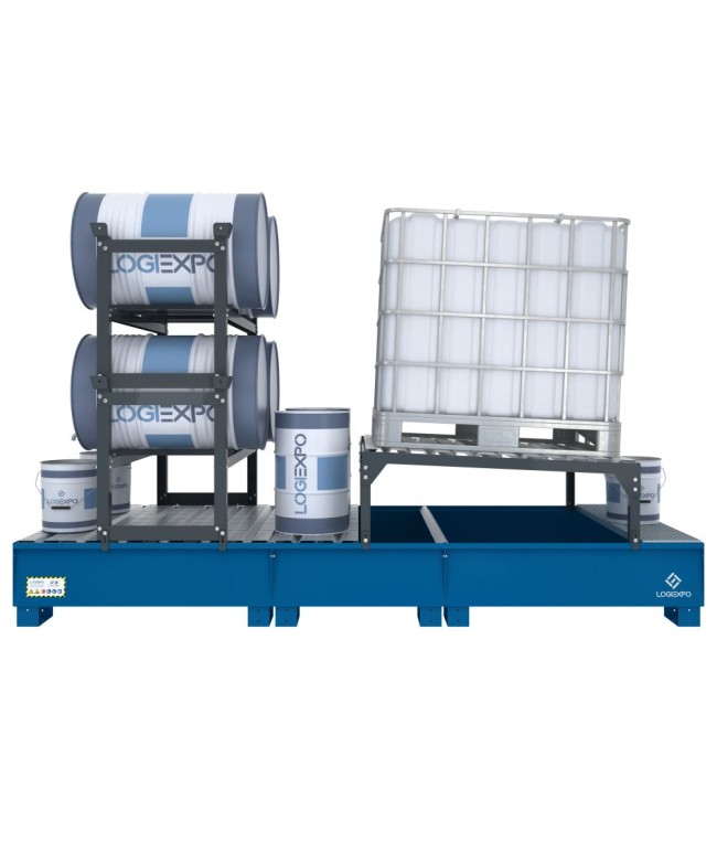 VASCA DI CONTENIMENTO per 1 Cisternetta IBC inclinata e 4 Fusti