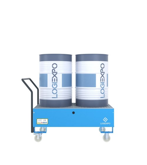 CARRELLO CON VASCA per 2 Fusti da 200 litri