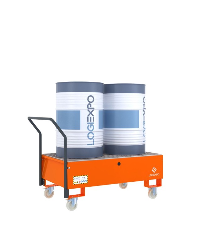 CARRELLO CON VASCA per 2 Fusti da 200 litri