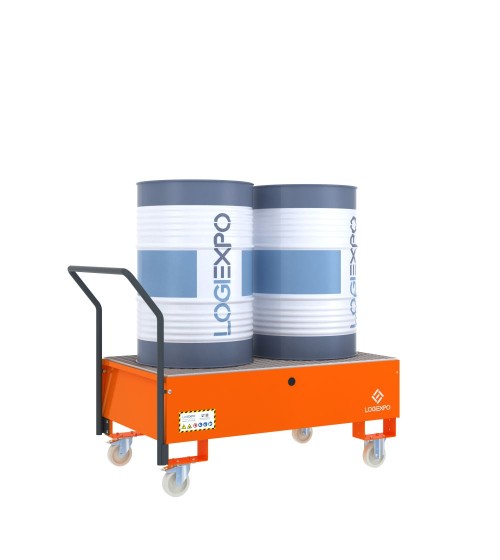 CARRELLO CON VASCA per 2 Fusti da 200 litri