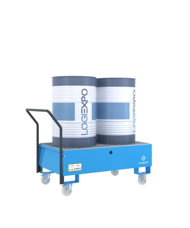 CARRELLO CON VASCA per 2 Fusti da 200 litri