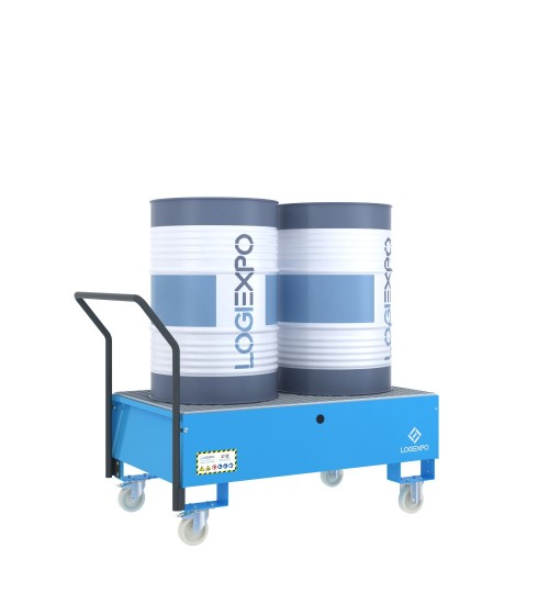 CARRELLO CON VASCA per 2 Fusti da 200 litri