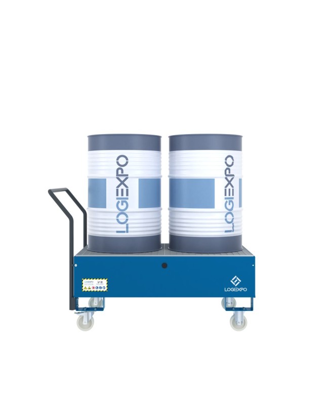CARRELLO CON VASCA per 2 Fusti da 200 litri