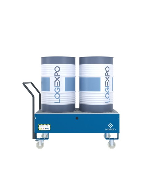 CARRELLO CON VASCA per 2 Fusti da 200 litri