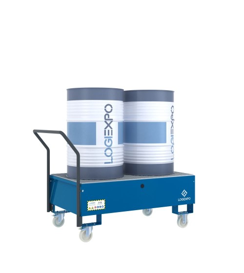 CARRELLO CON VASCA per 2 Fusti da 200 litri