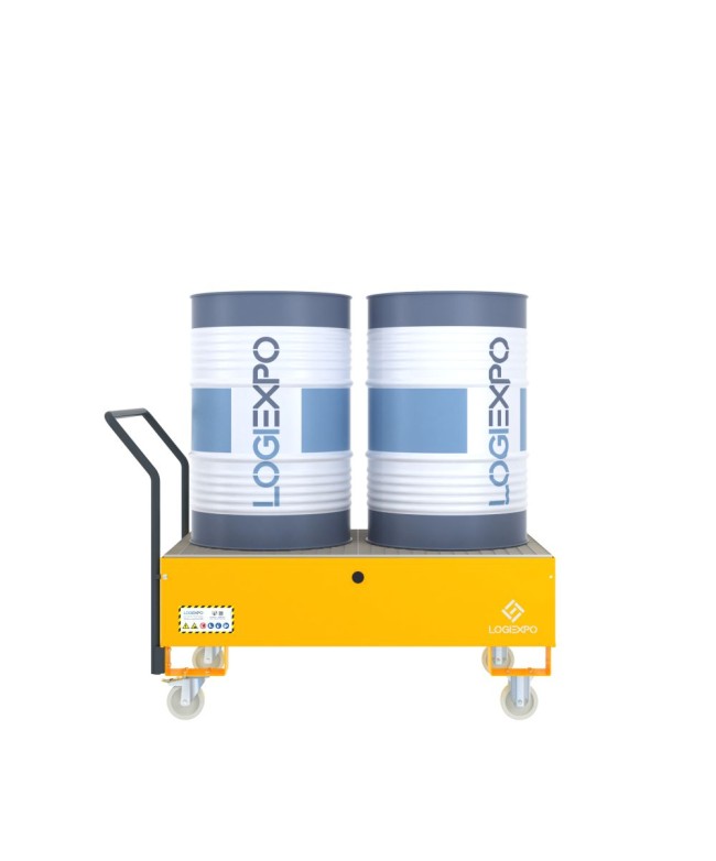 CARRELLO CON VASCA per 2 Fusti da 200 litri