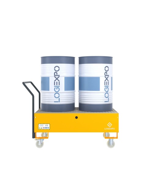 CARRELLO CON VASCA per 2 Fusti da 200 litri