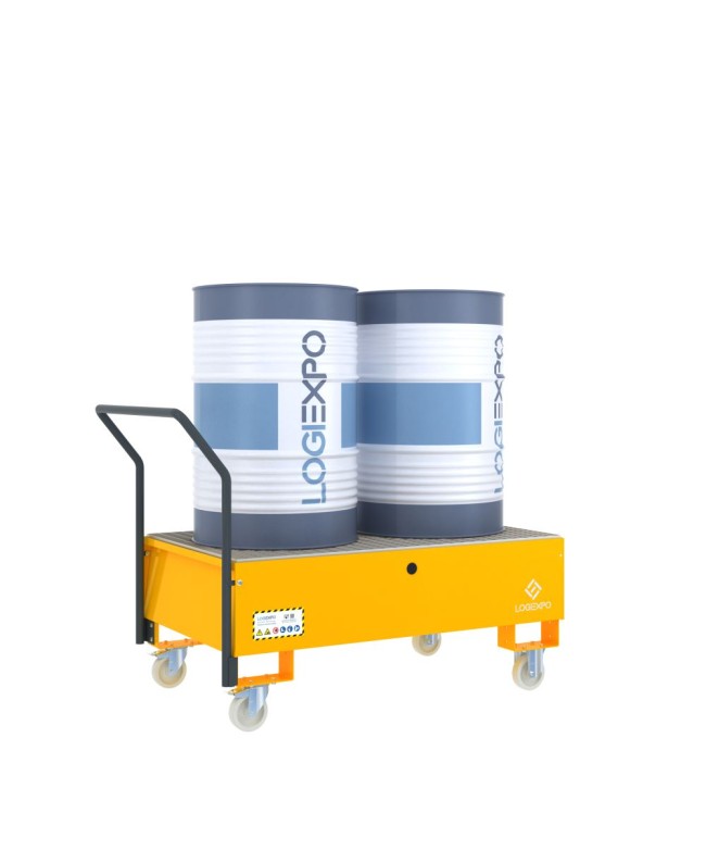 CARRELLO CON VASCA per 2 Fusti da 200 litri