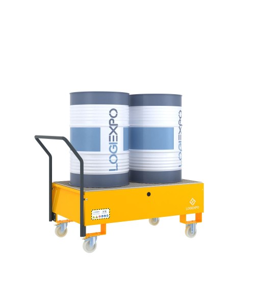 CARRELLO CON VASCA per 2 Fusti da 200 litri