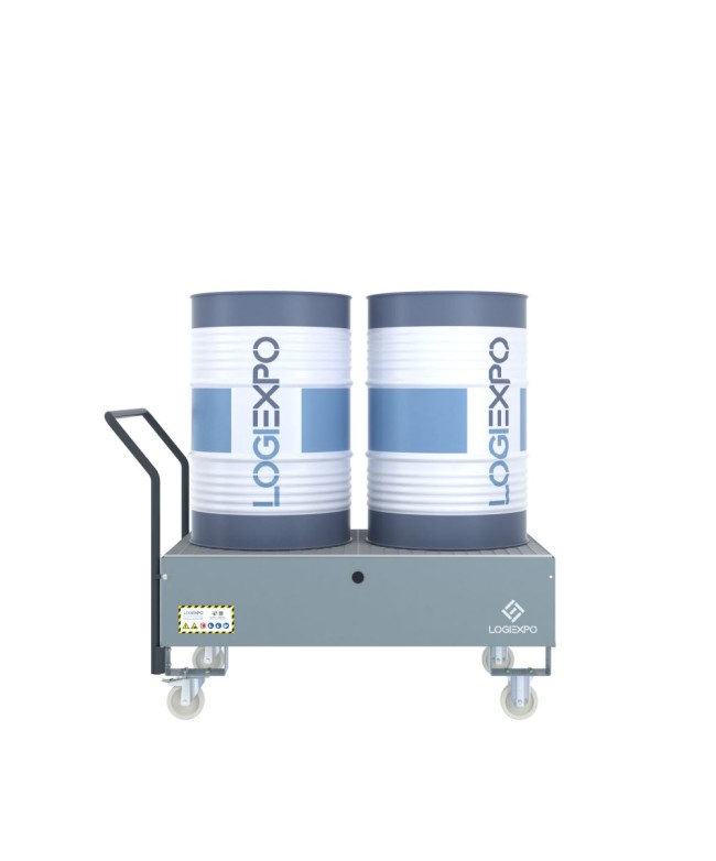 CARRELLO CON VASCA per 2 Fusti da 200 litri