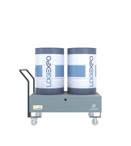 CARRELLO CON VASCA per 2 Fusti da 200 litri