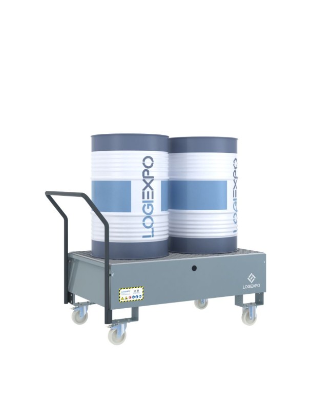 CARRELLO CON VASCA per 2 Fusti da 200 litri