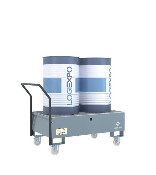 CARRELLO CON VASCA per 2 Fusti da 200 litri