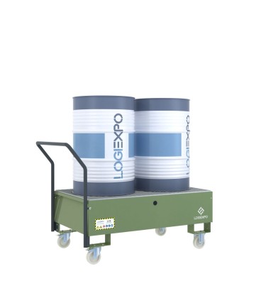 CARRELLO CON VASCA per 2 Fusti da 200 litri