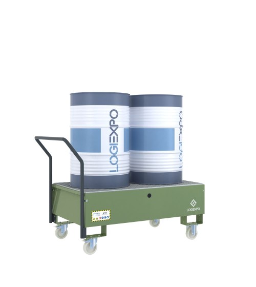 CARRELLO CON VASCA per 2 Fusti da 200 litri