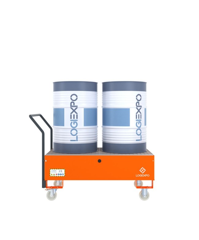 CARRELLO CON VASCA per 2 Fusti da 200 litri
