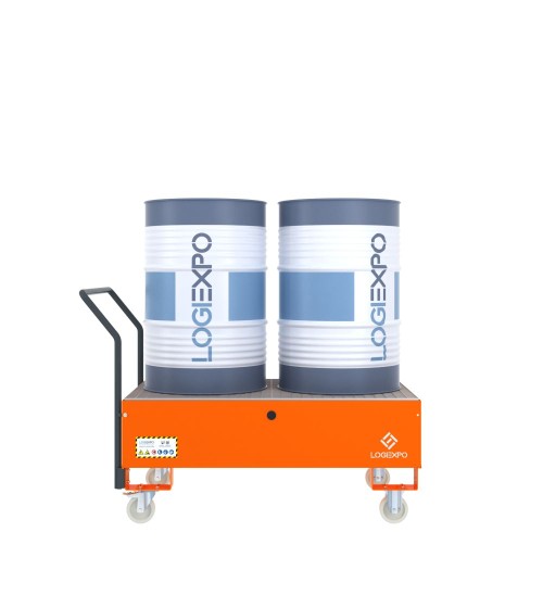 CARRELLO CON VASCA per 2 Fusti da 200 litri