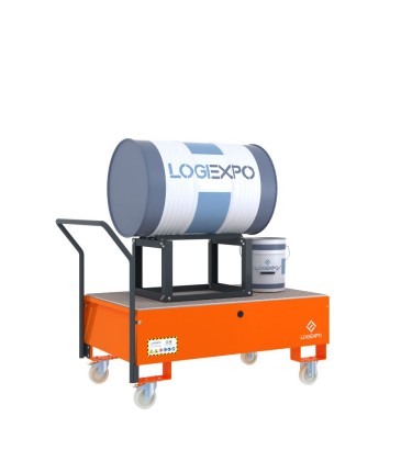 CARRELLO CON VASCA E SUPPORTO per Fusto da 200 litri