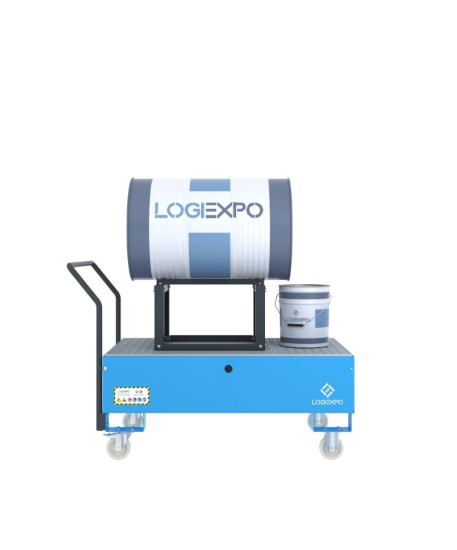 CARRELLO CON VASCA E SUPPORTO per Fusto da 200 litri