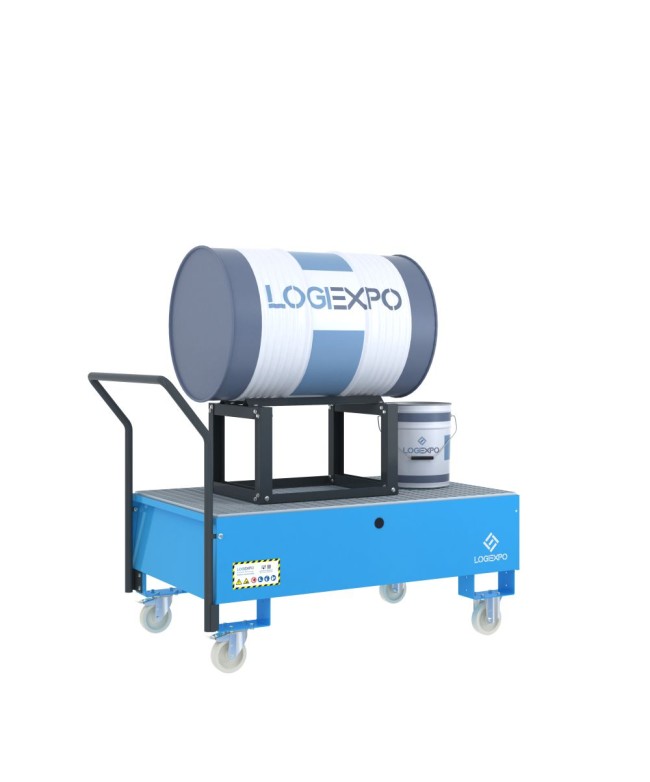 CARRELLO CON VASCA E SUPPORTO per Fusto da 200 litri