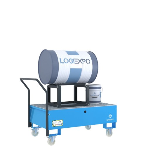 CARRELLO CON VASCA E SUPPORTO per Fusto da 200 litri