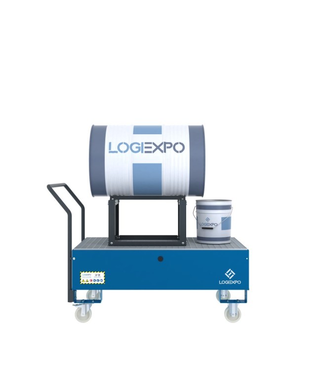 CARRELLO CON VASCA E SUPPORTO per Fusto da 200 litri