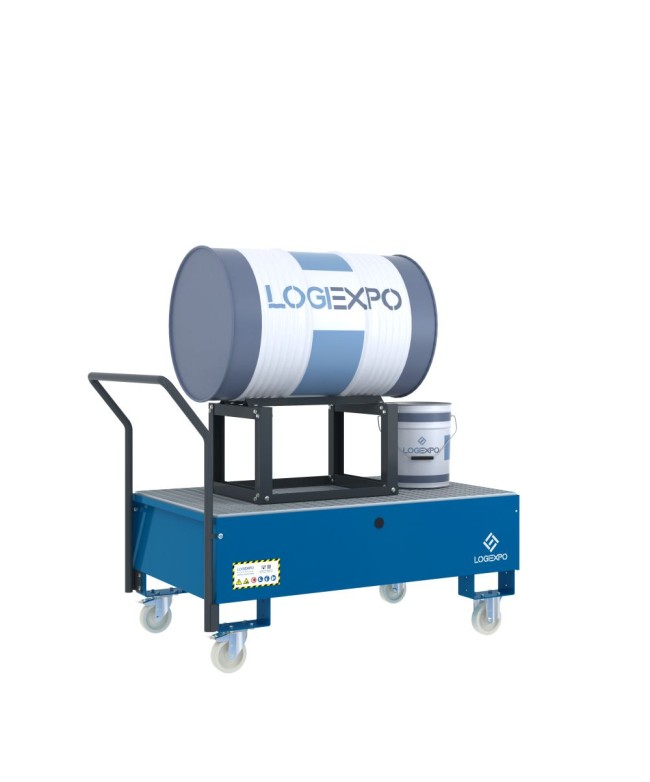 CARRELLO CON VASCA E SUPPORTO per Fusto da 200 litri