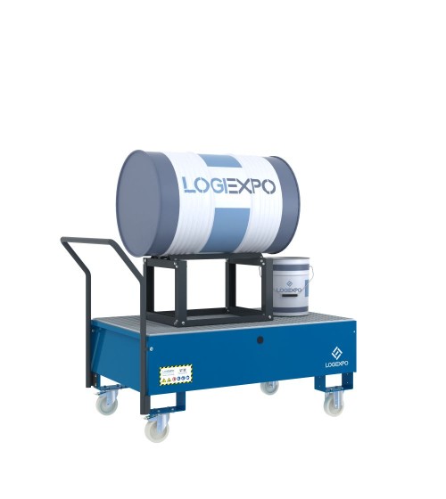 CARRELLO CON VASCA E SUPPORTO per Fusto da 200 litri