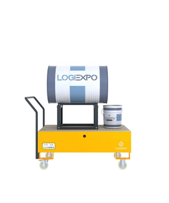 CARRELLO CON VASCA E SUPPORTO per Fusto da 200 litri