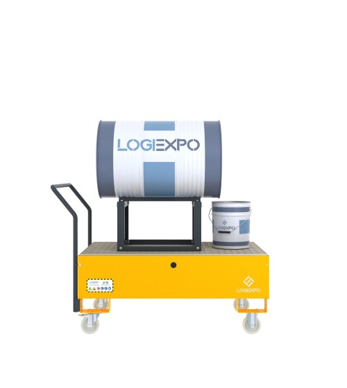 CARRELLO CON VASCA E SUPPORTO per Fusto da 200 litri