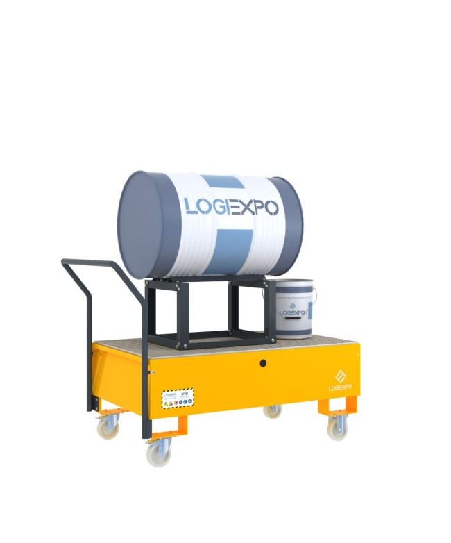 CARRELLO CON VASCA E SUPPORTO per Fusto da 200 litri