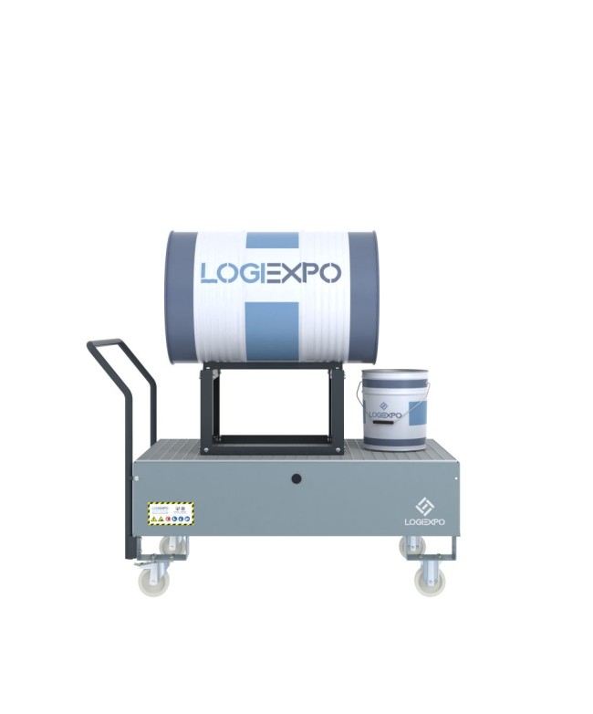 CARRELLO CON VASCA E SUPPORTO per Fusto da 200 litri