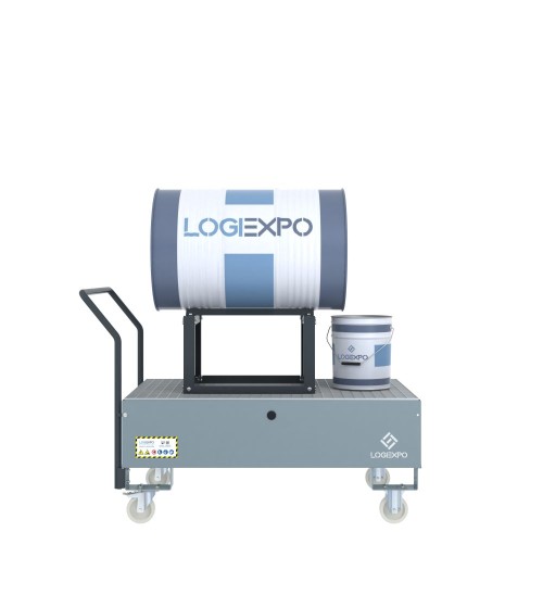 CARRELLO CON VASCA E SUPPORTO per Fusto da 200 litri