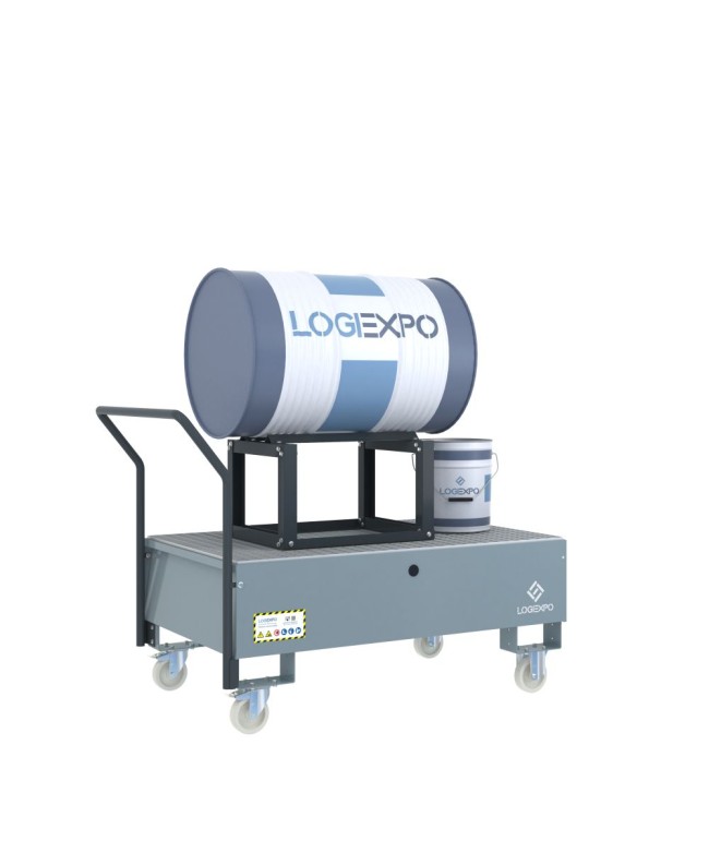 CARRELLO CON VASCA E SUPPORTO per Fusto da 200 litri