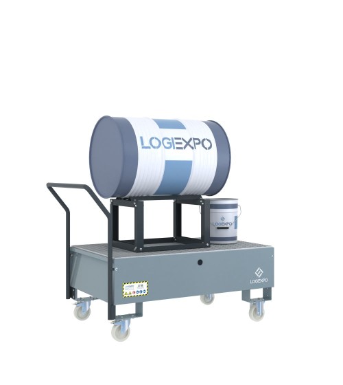 CARRELLO CON VASCA E SUPPORTO per Fusto da 200 litri