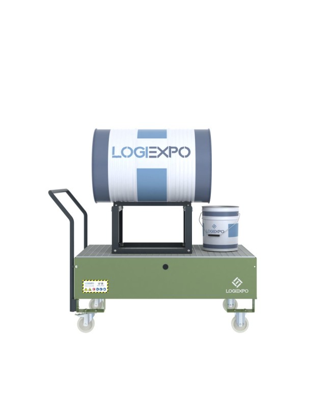 CARRELLO CON VASCA E SUPPORTO per Fusto da 200 litri