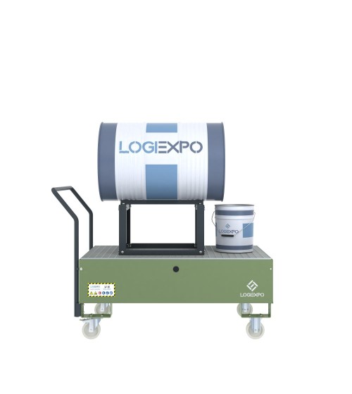CARRELLO CON VASCA E SUPPORTO per Fusto da 200 litri