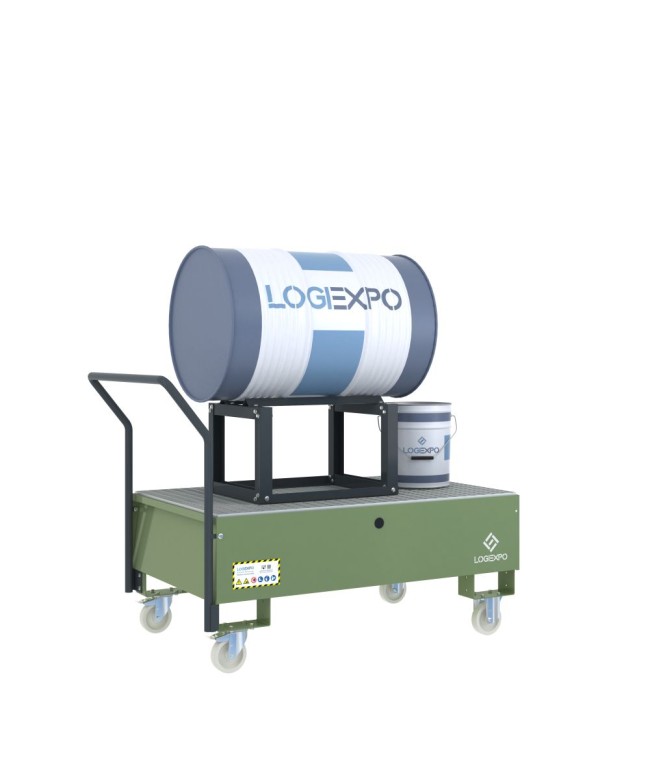 CARRELLO CON VASCA E SUPPORTO per Fusto da 200 litri